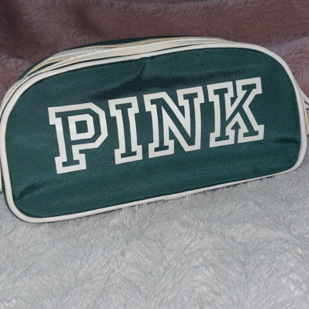 Victoria's Secret Green PINK Cosmetic Bag